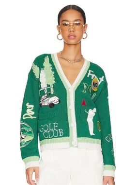 NO! JEANS Gone Golfing Cardigan in Golf Green 4 large